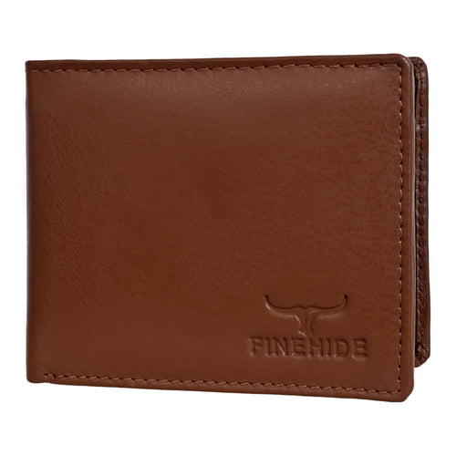 Finehide Classic Bifold Wallet for Men's Tan Genuine Leather, Premium Gift Box