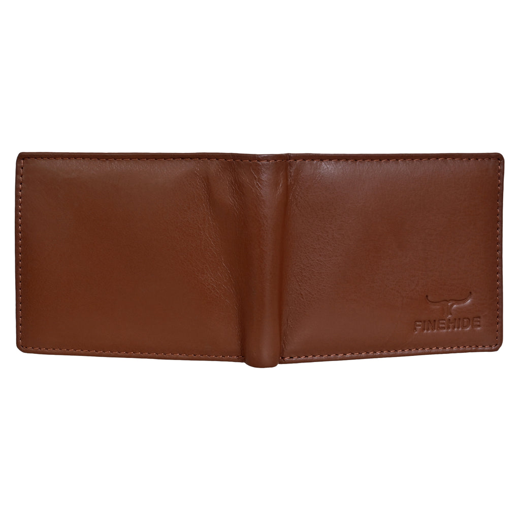 Finehide Classic Bifold Wallet for Men's Tan Genuine Leather, Premium Gift Box