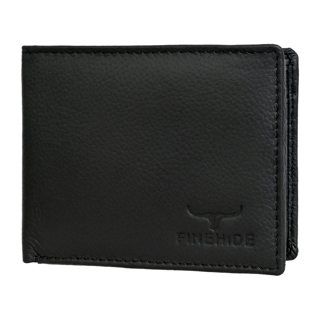 Finehide Classic Bifold Wallet for Men's Black Genuine Leather,  Premium Gift Box