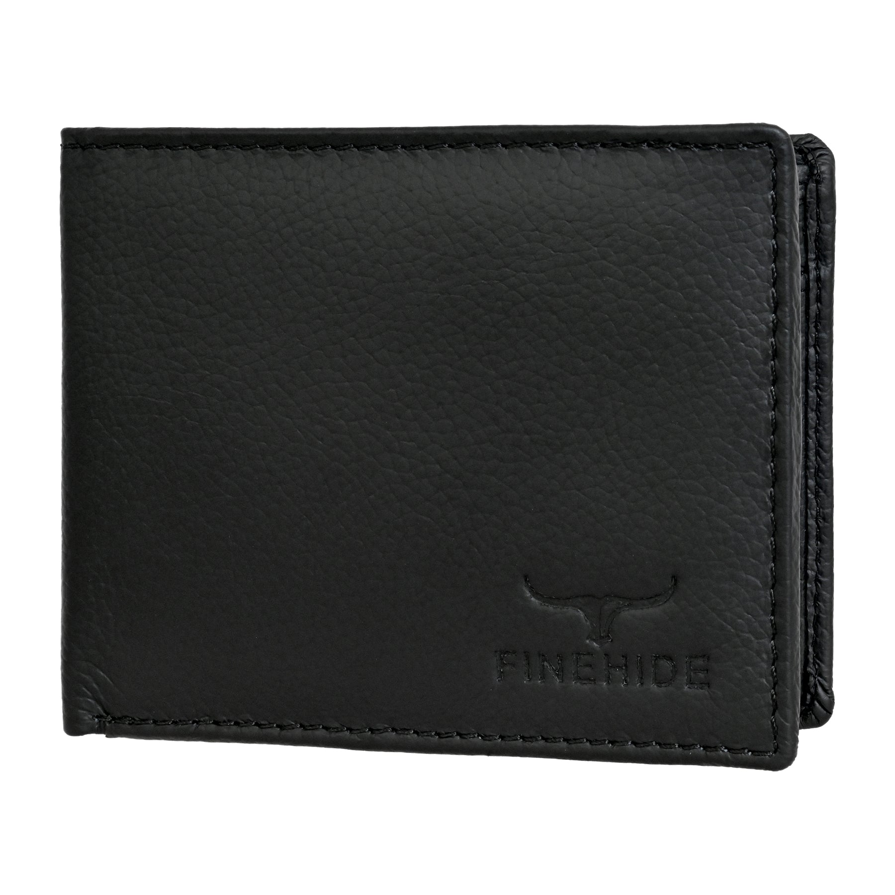 Finehide Classic Bifold Wallet for Men's Black Genuine Leather, 3 Card Slots, Coin Pocket, Secret Compartments | Premium Gift Box