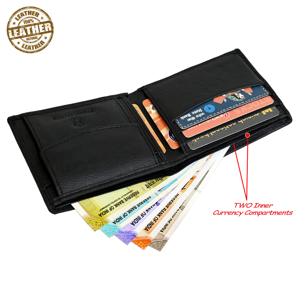 Finehide Classic Bifold Wallet for Men's Black Genuine Leather,  Premium Gift Box