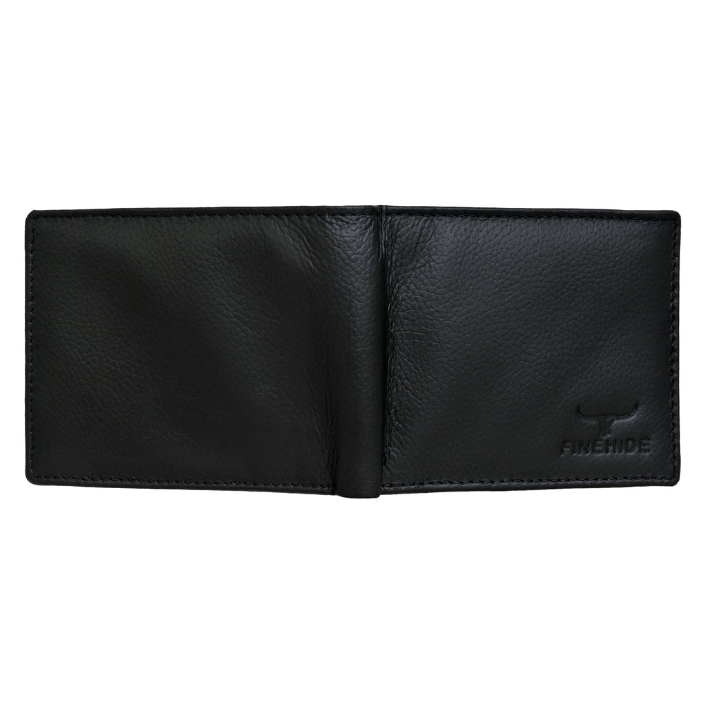 Finehide Classic Bifold Wallet for Men's Black Genuine Leather,  Premium Gift Box