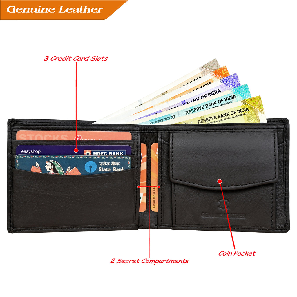 Finehide Executive Bifold Wallet for Men's Grey Premium Leather,  Luxury Gift Box