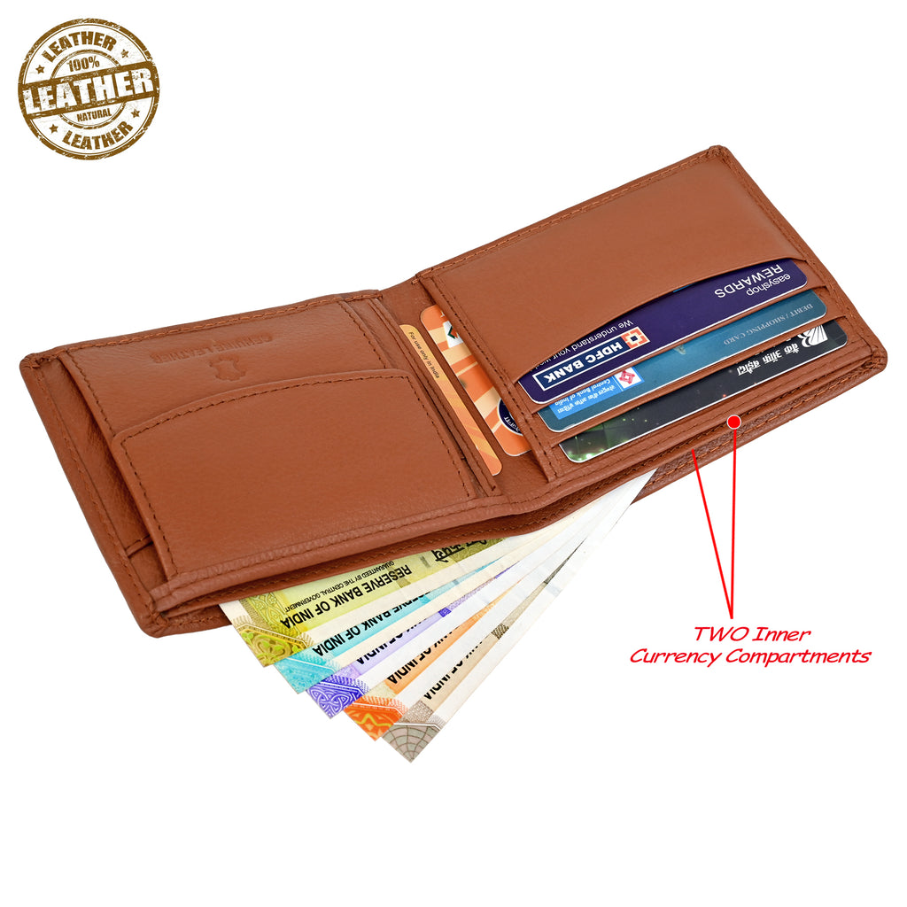 Finehide Slim Bifold Wallet for Men's Cognac Leather,  Gift Box
