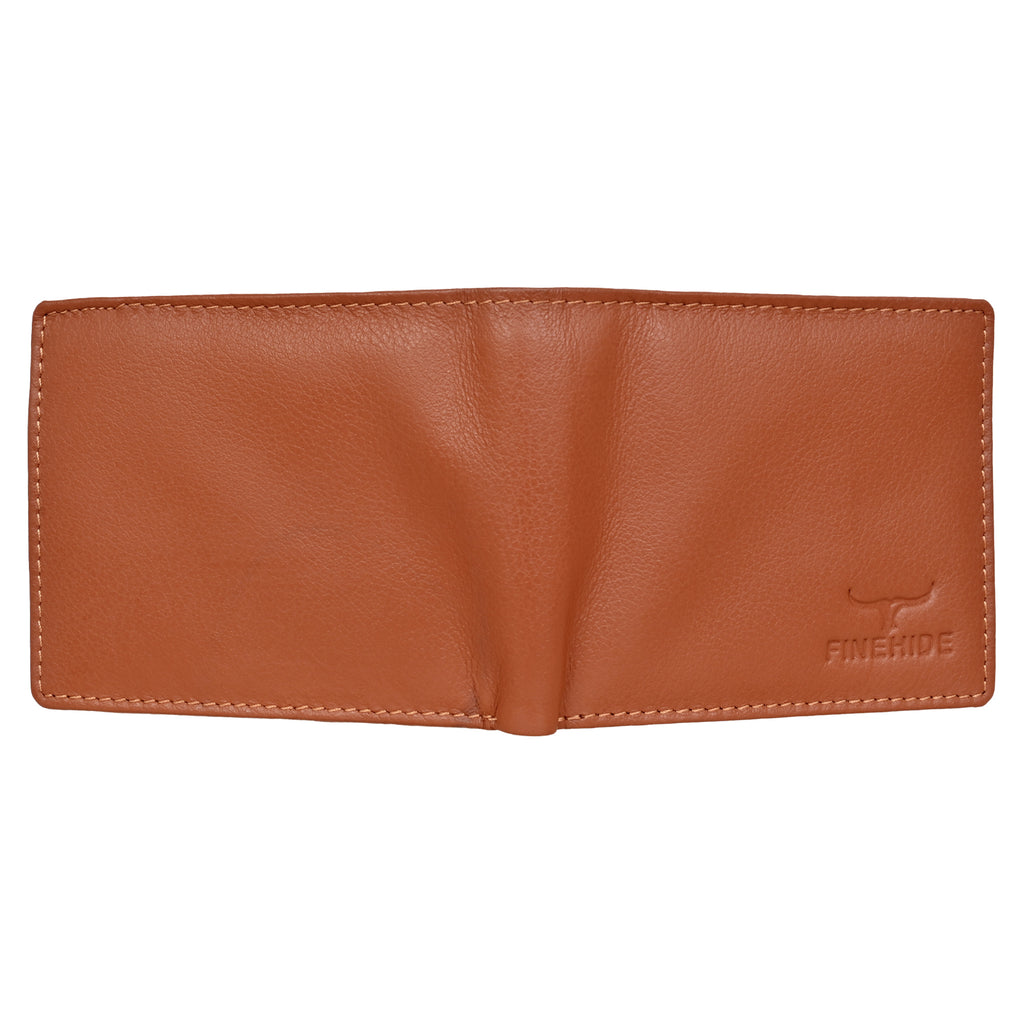 Finehide Slim Bifold Wallet for Men's Cognac Leather,  Gift Box