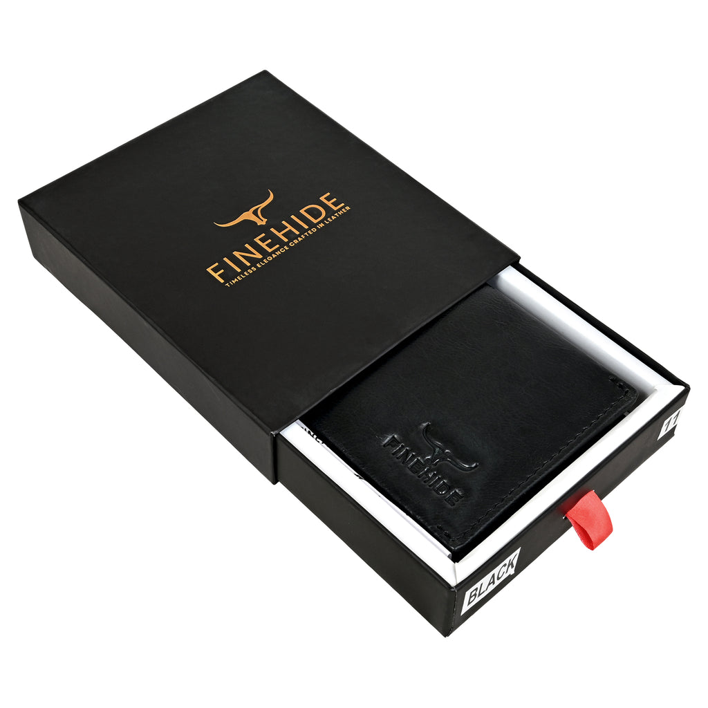 Finehide Premium Leather Wallet for Men's Black Genuine Leather,  Luxury Gift Box