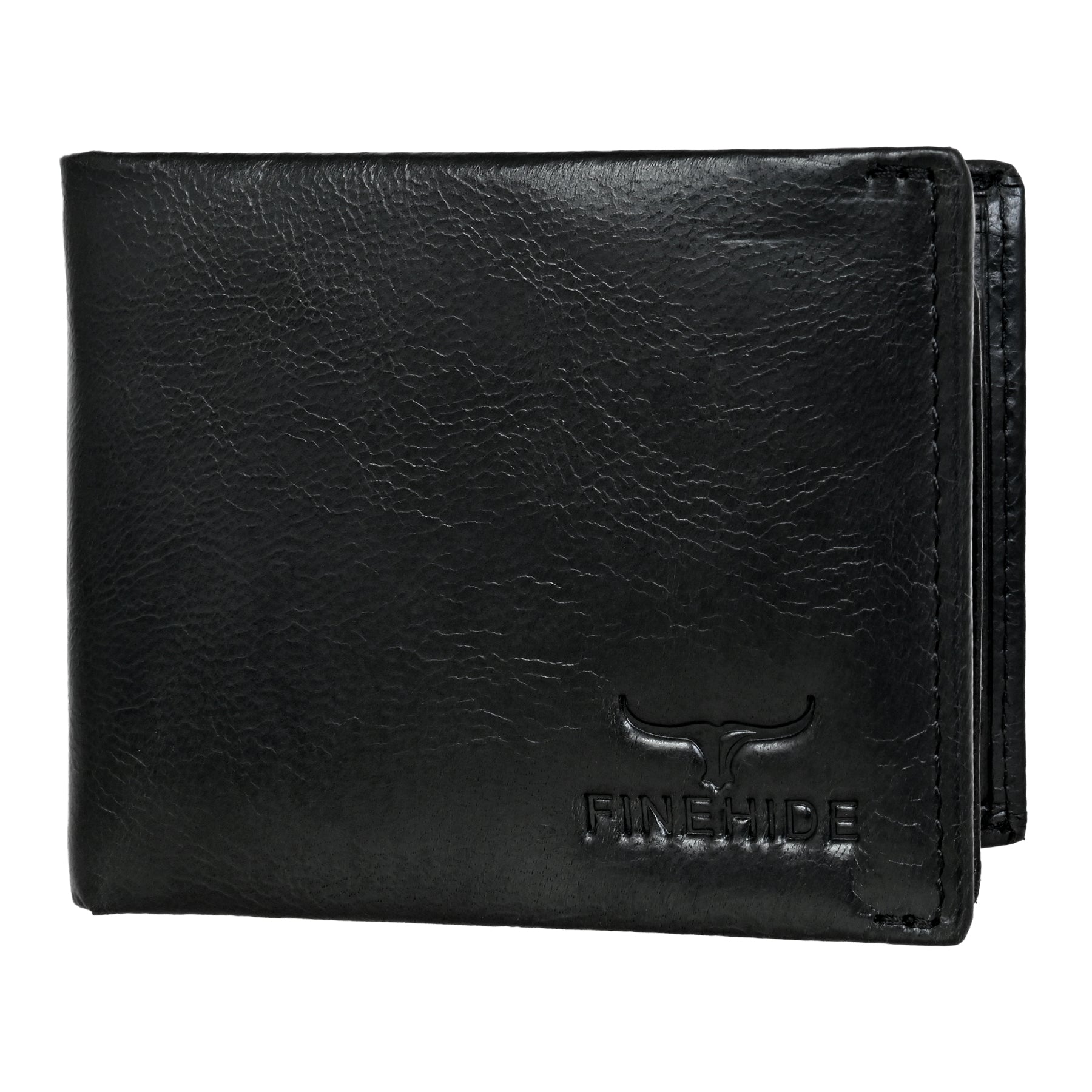 Finehide Premium Trifold Wallet for Men's Black Genuine Leather, 6 Card Slots, 2 Secret Compartments | Luxury Gift Box