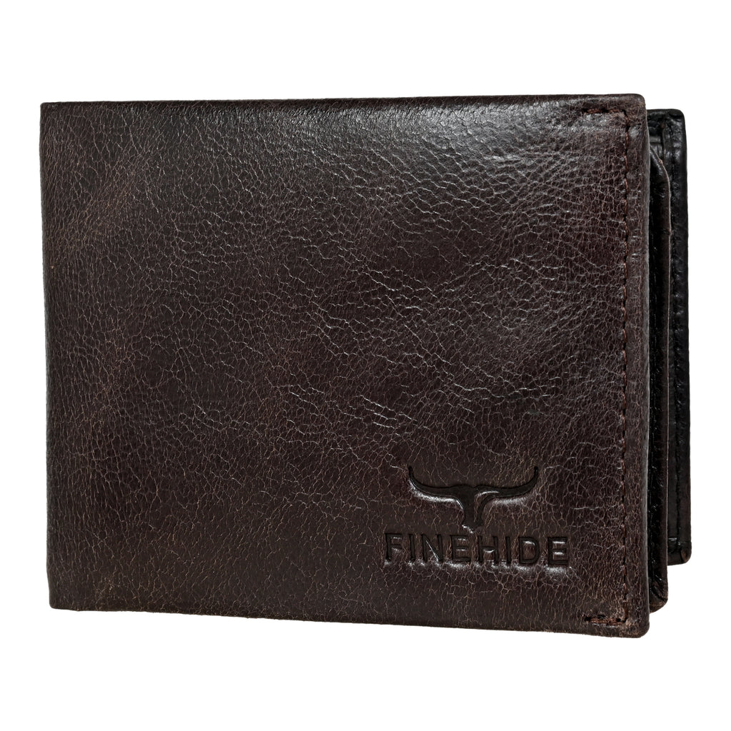 Finehide Premium Leather  Wallet for Men's Dark Brown Antique Leather,  Luxury Gift Box