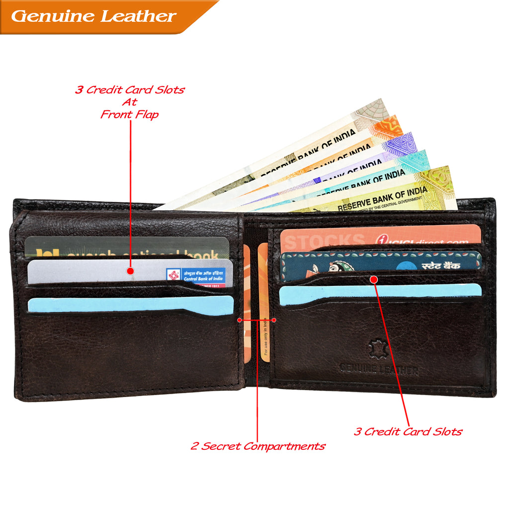 Finehide Premium Leather  Wallet for Men's Dark Brown Antique Leather,  Luxury Gift Box