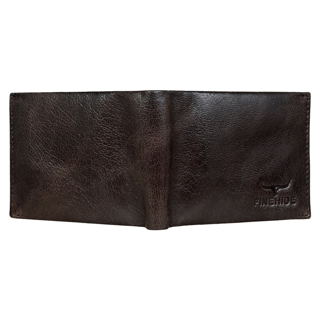 Finehide Premium Leather  Wallet for Men's Dark Brown Antique Leather,  Luxury Gift Box