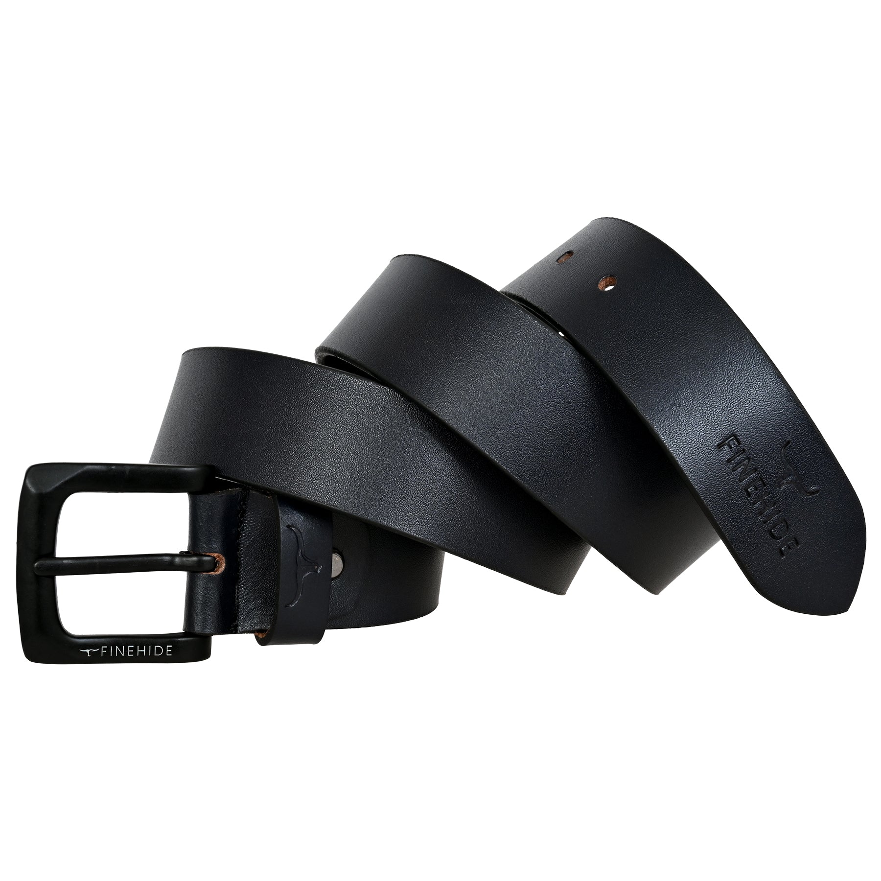 FINEHIDE MID NIGHT NAVY LEATHER BELT WITH MATTE BLACK BUCKLE FOR MEN