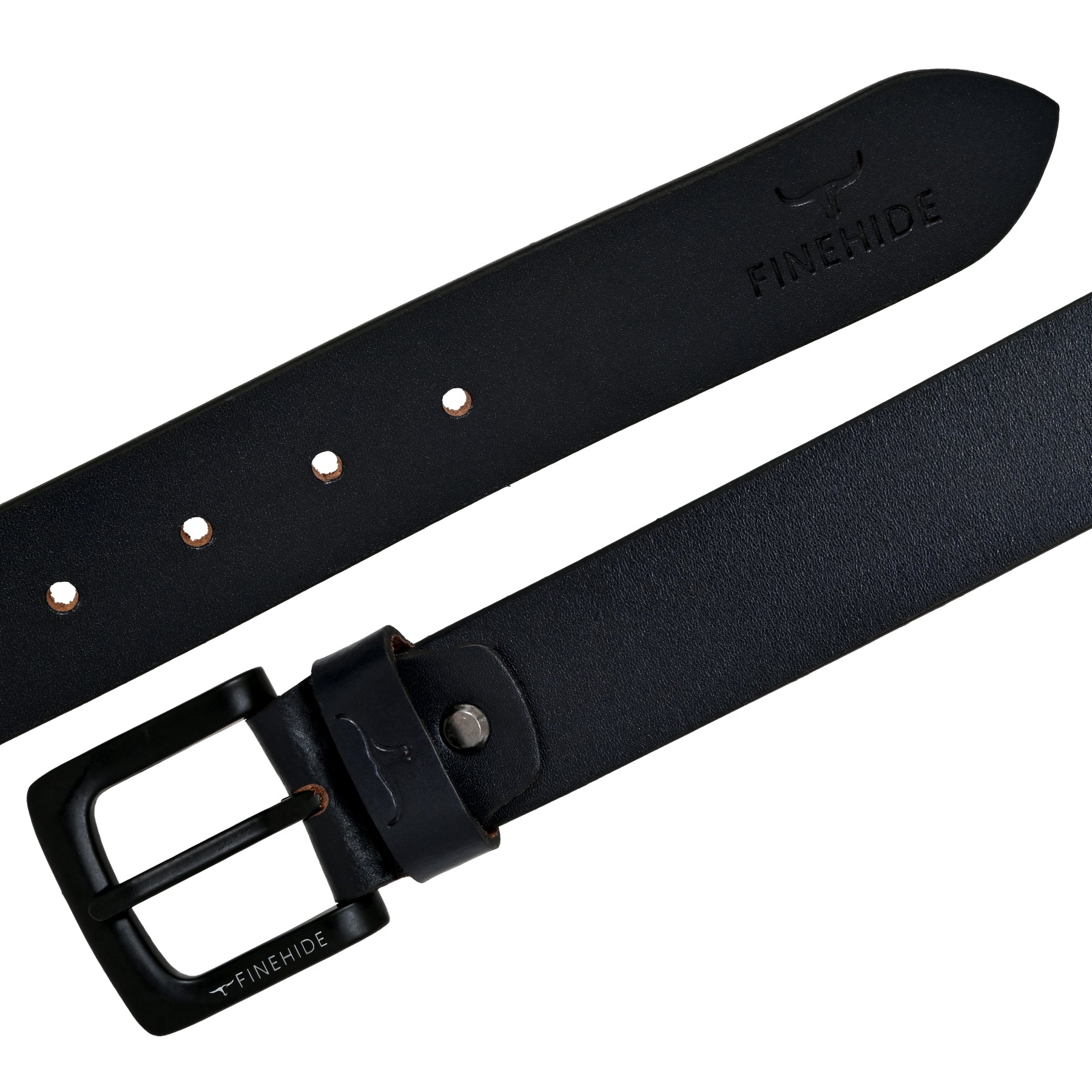 FINEHIDE MID NIGHT NAVY LEATHER BELT WITH MATTE BLACK BUCKLE FOR MEN