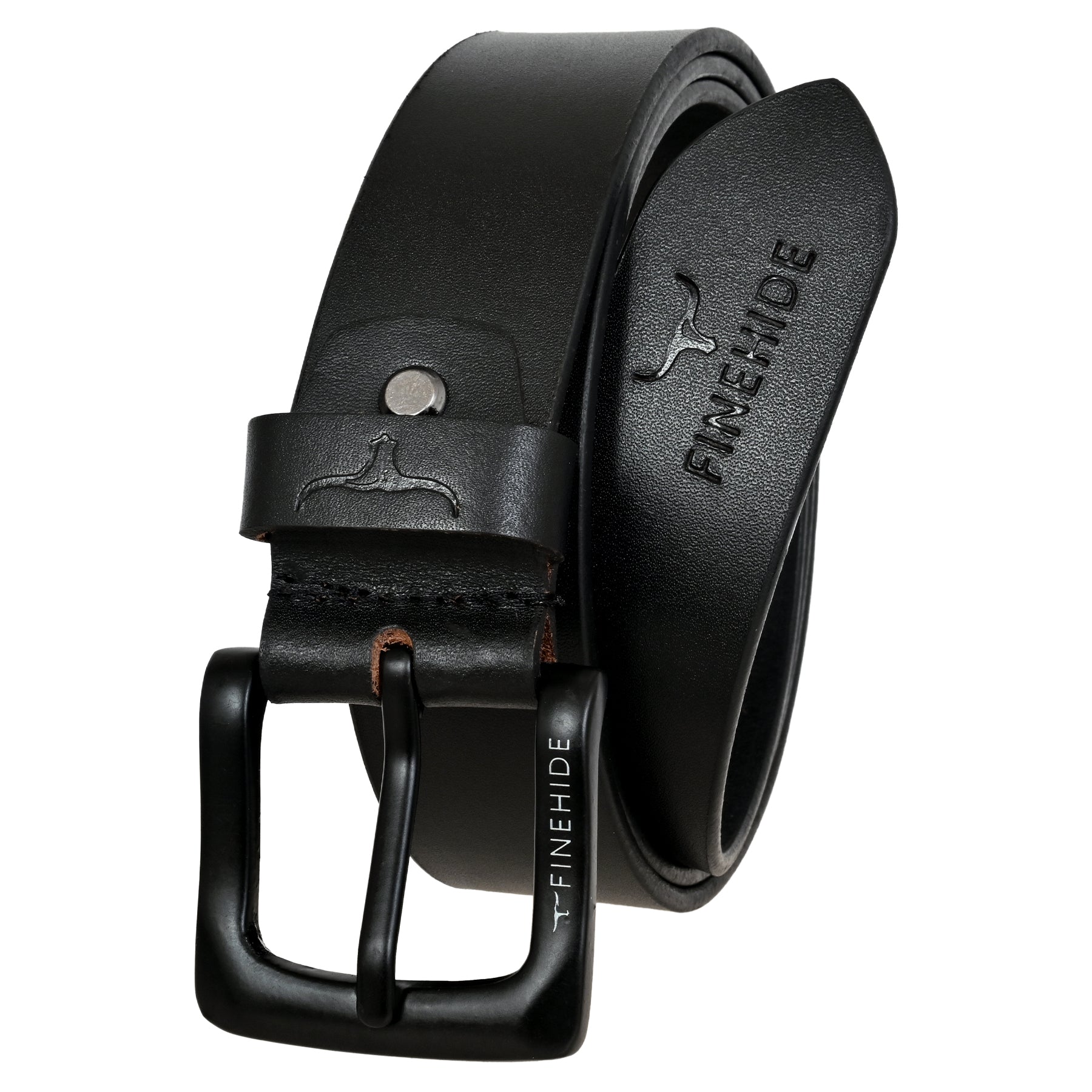 FINEHIDE CLASSIC BLACK LEATHER WITH MATTE BLACK BUCKLE FOR MEN