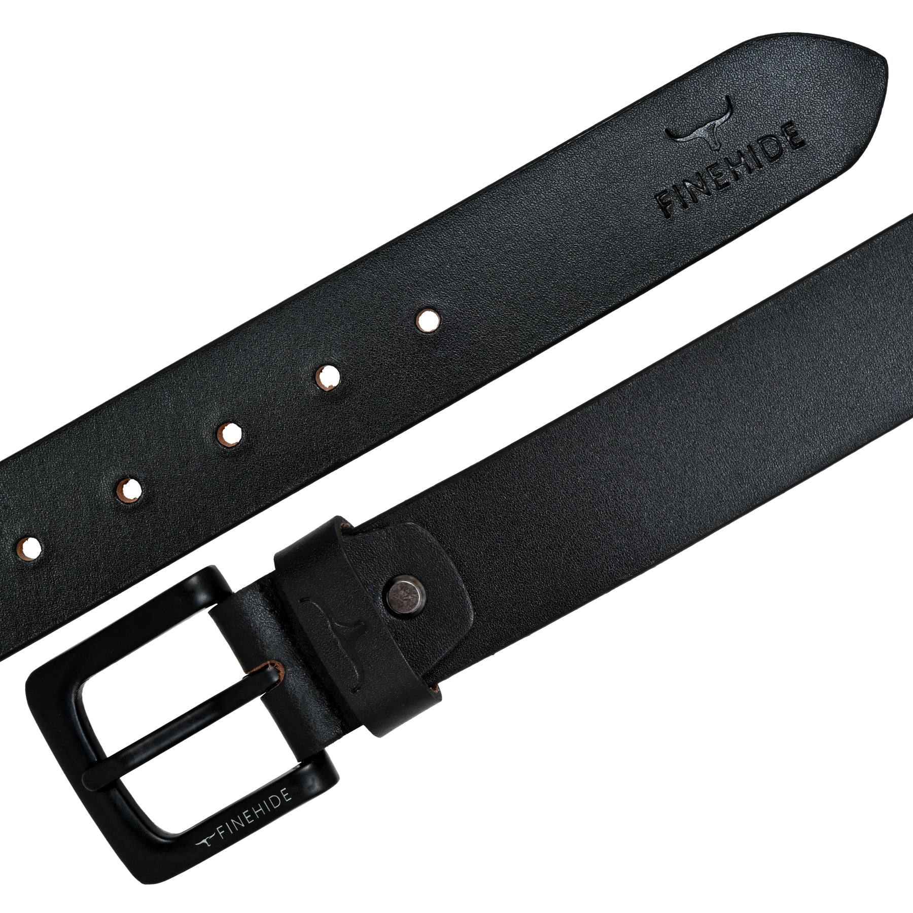 FINEHIDE CLASSIC BLACK LEATHER WITH MATTE BLACK BUCKLE FOR MEN