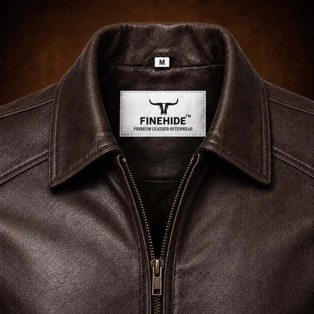 Men's Genuine Leather Jacket – Classic Collared Style