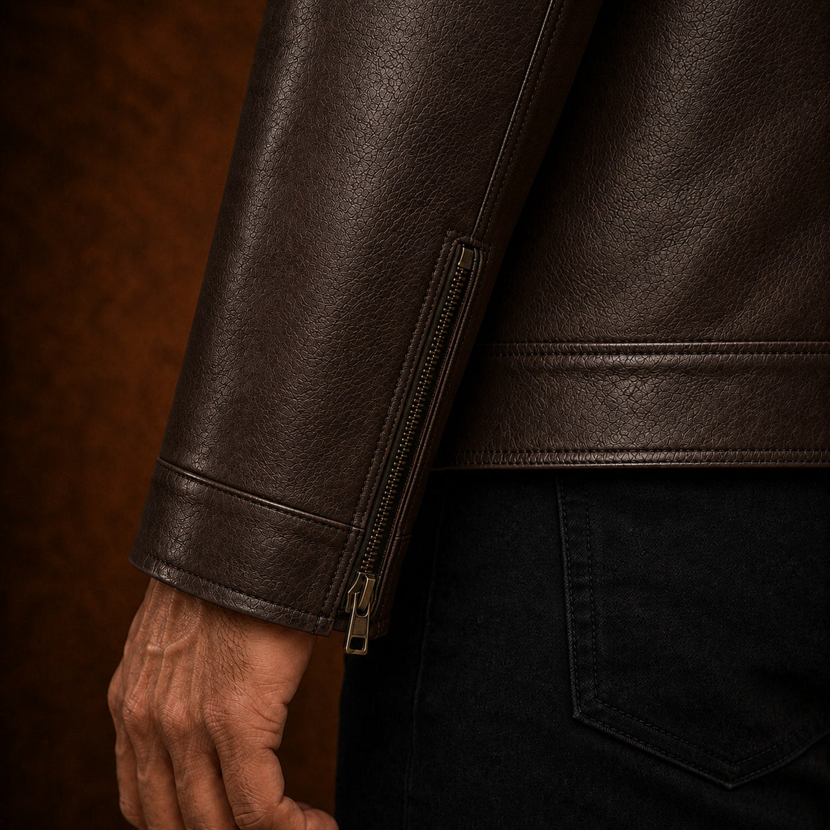 Men's Genuine Leather Jacket – Classic Collared Style