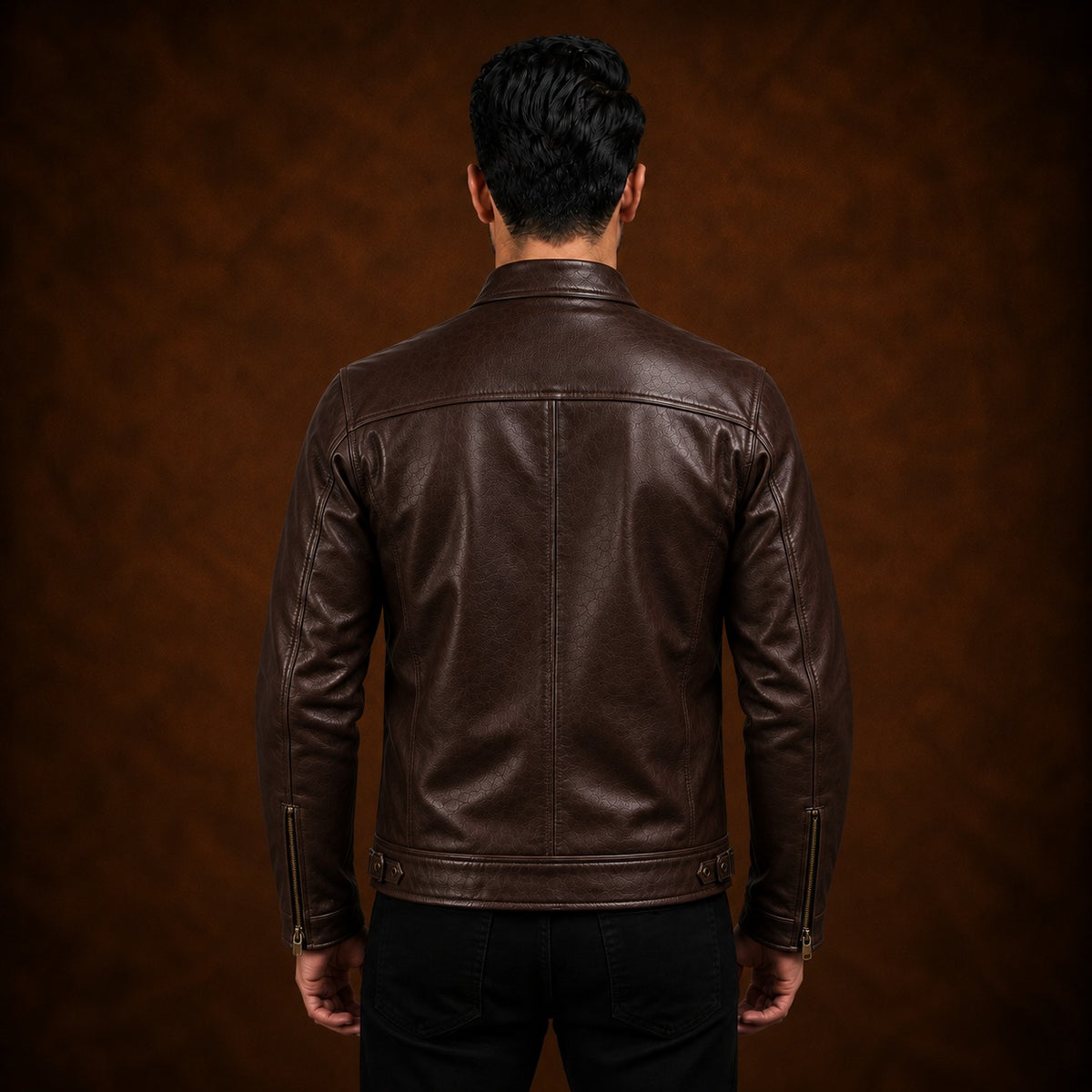Men's Genuine Leather Jacket – Classic Collared Style