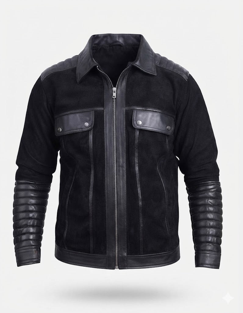 FINEHIDE MEN'S BLACK  GENUINE LEATHER JACKET FOR MEN
