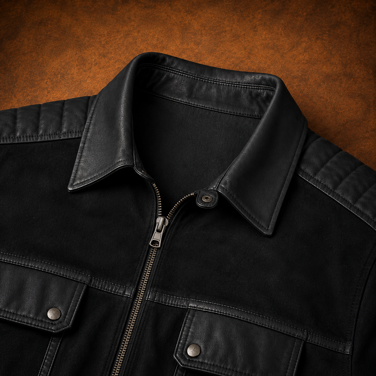 FINEHIDE MEN'S BLACK  GENUINE LEATHER JACKET FOR MEN